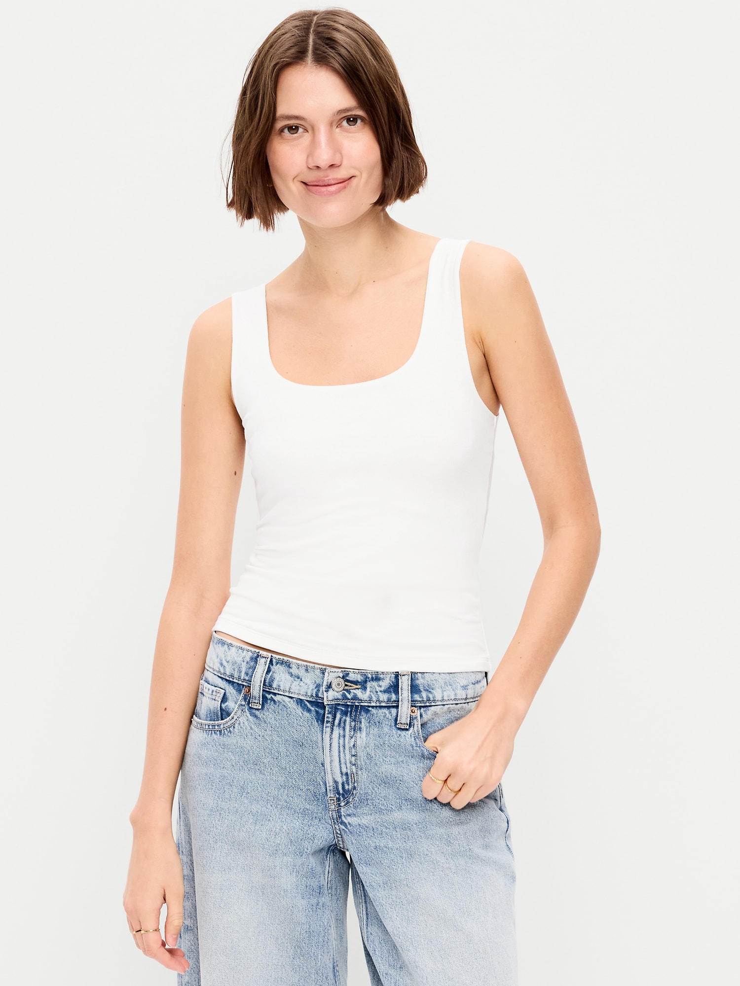 CAMISOLE À ENCOLURE DÉGAGÉE EN TISSU SCULPTANT DOUBLE ÉPAISSEUR