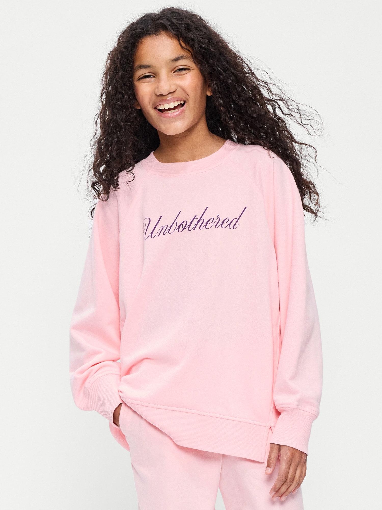 Oversized Long-Sleeve Graphic Tunic Sweatshirt for Girls