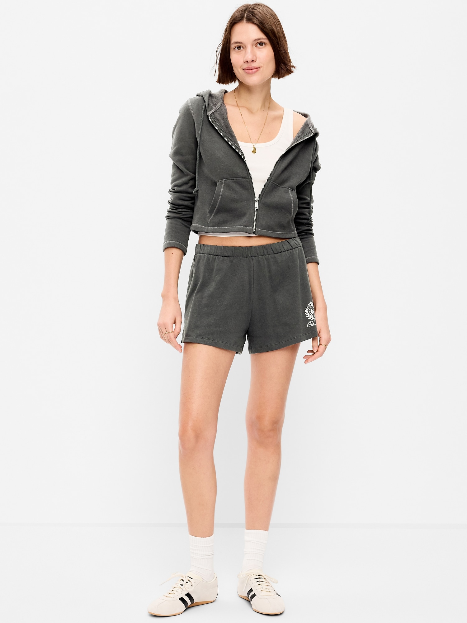 SHORT AMPLE EN DENIM À TAILLE HAUTE À LOGO, ENTREJAMBE DE 7,5 CM