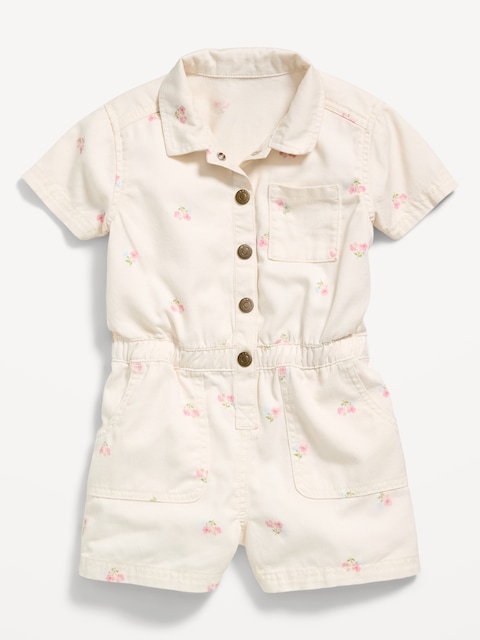 Short-Sleeve Utility Romper for Toddler Girls