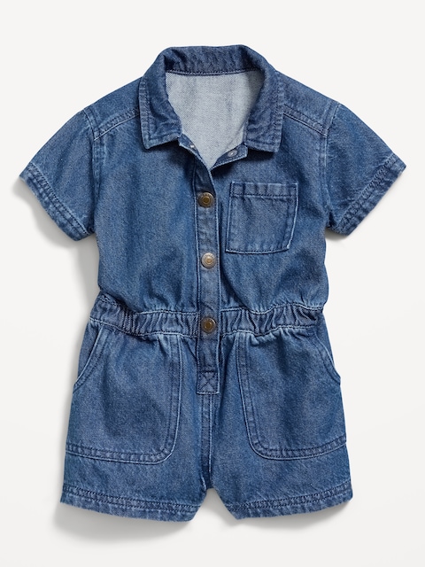 Short-Sleeve Utility Romper for Toddler Girls