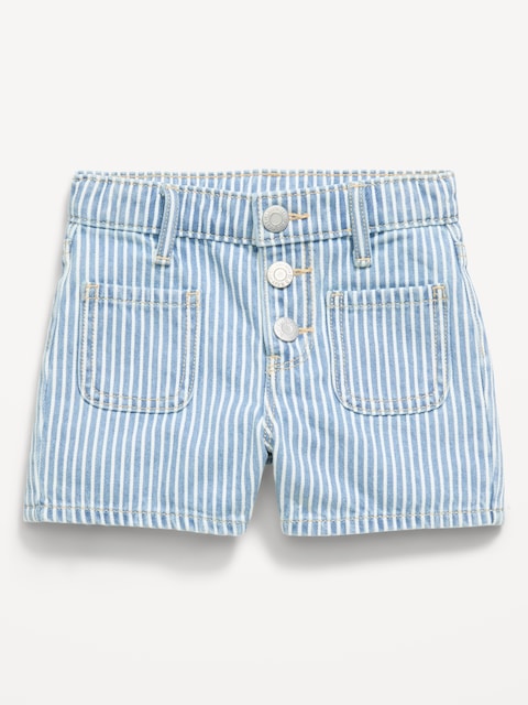 High-Waisted Striped Mariner Jean Shorts for Toddler Girls