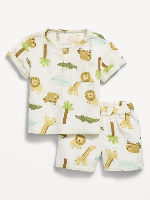 ENSEMBLE T-SHIRT À POCHE À DOUBLE TISSAGE ET SHORT POUR BÉBÉ