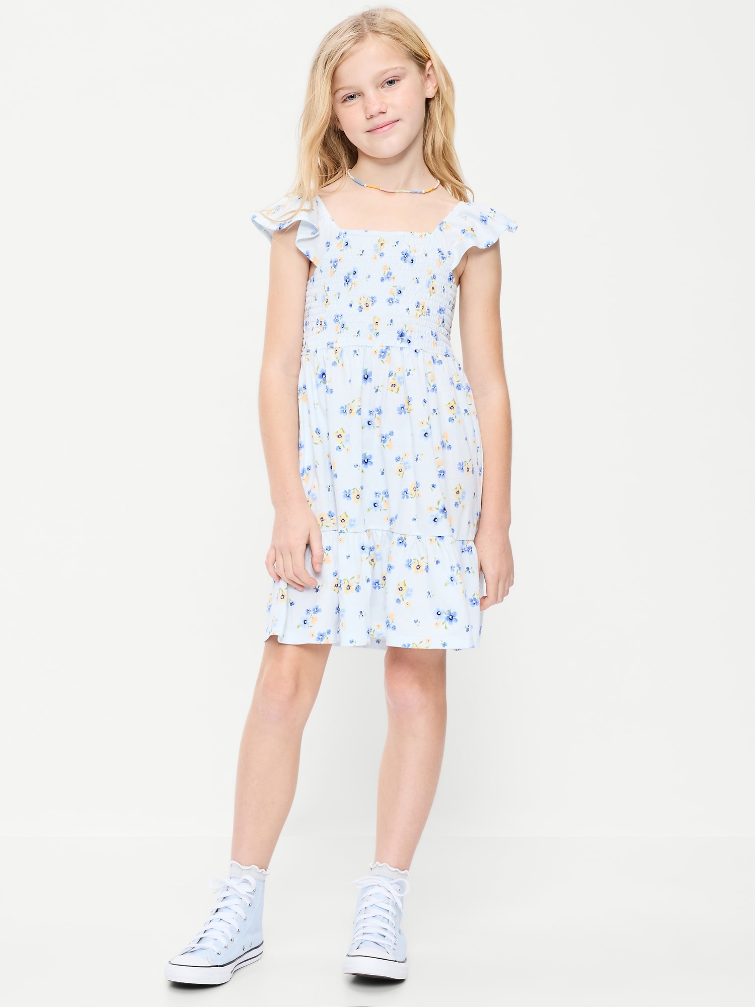 ROBE À SMOCKS AJUSTÉE ET ÉVASÉE POUR FILLE