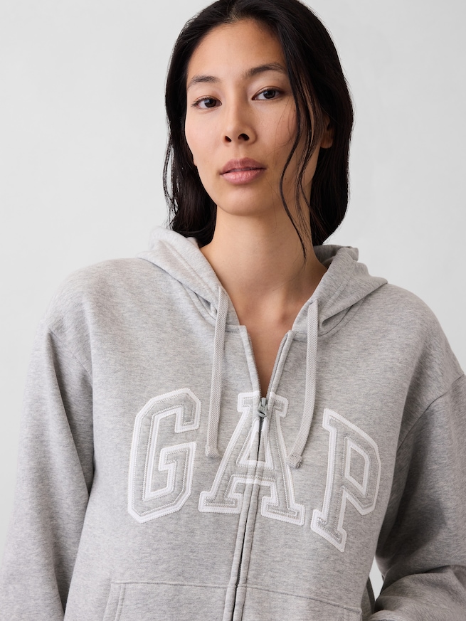 リラックスフィット GAPロゴ ジップアップパーカー-2