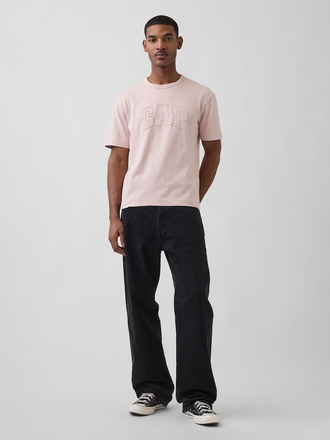 ヘビーウェイト リラックスフィット GAPロゴ クロップドTシャツ-1