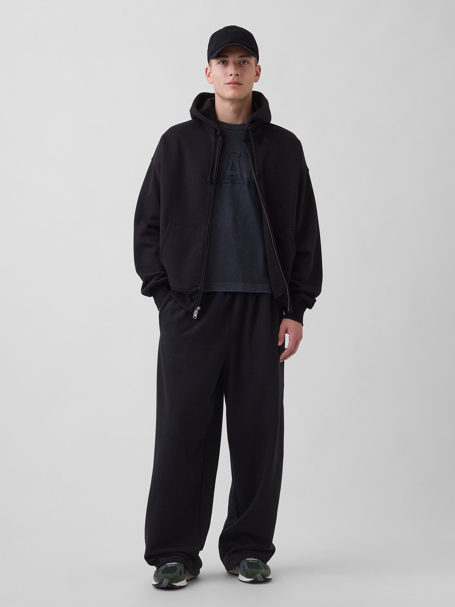 ヘビーウェイト リラックスフィット GAPロゴ クロップドTシャツ-1