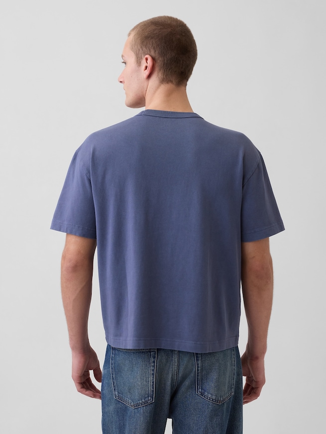 ヘビーウェイト リラックスフィット GAPロゴ クロップドTシャツ-2