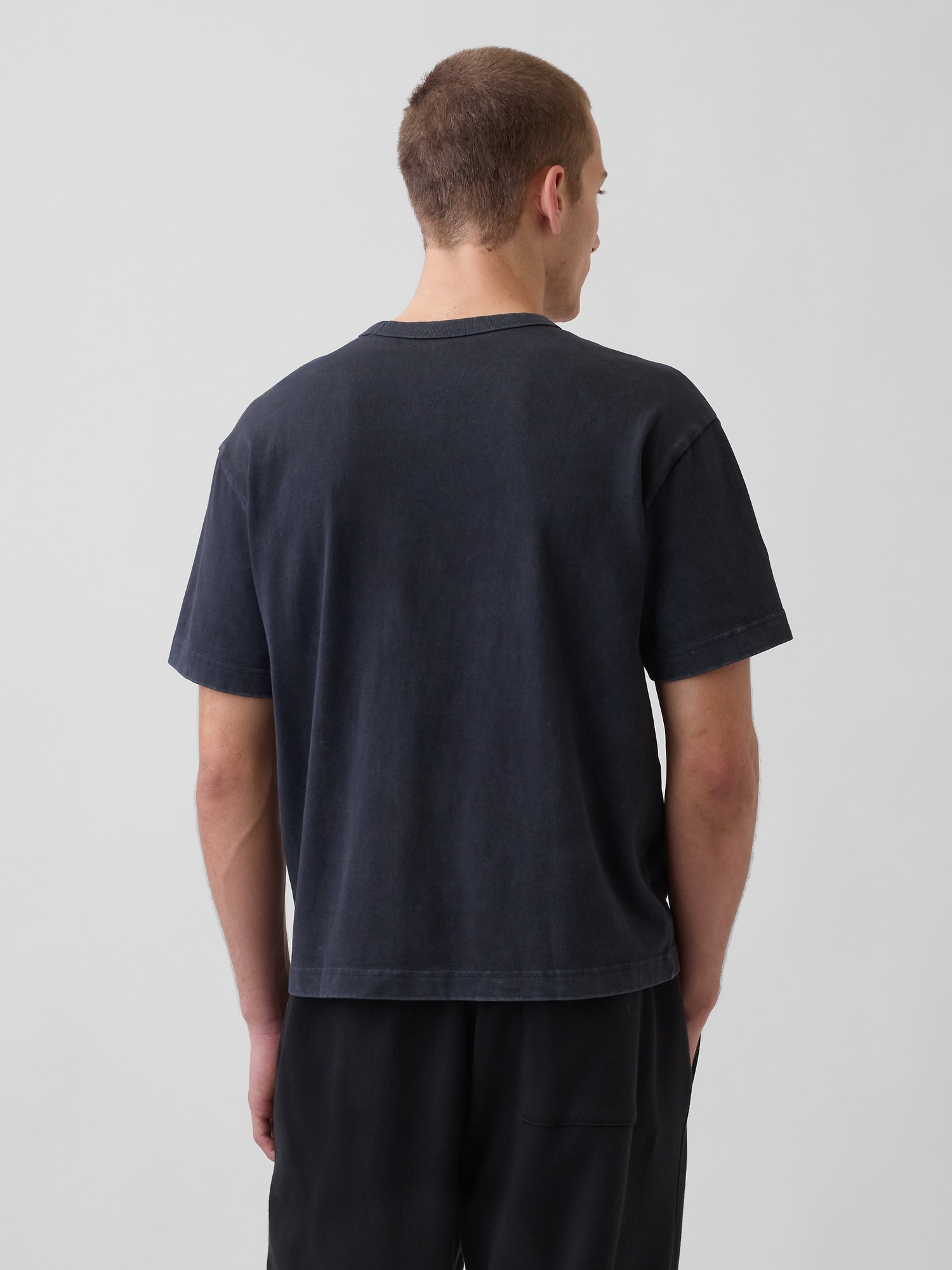 ヘビーウェイト リラックスフィット GAPロゴ クロップドTシャツ-2