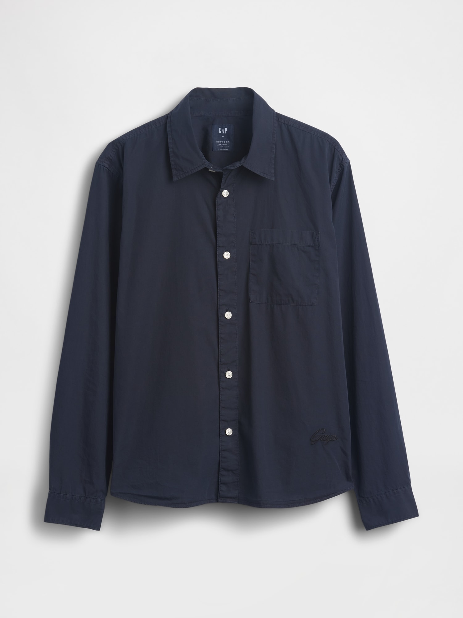 オーガニックコットン リラックスフィット GAPロゴ ポプリンシャツ-4