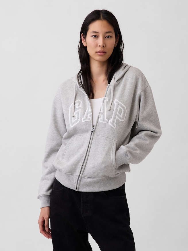 リラックスフィット GAPロゴ ジップアップパーカー-0