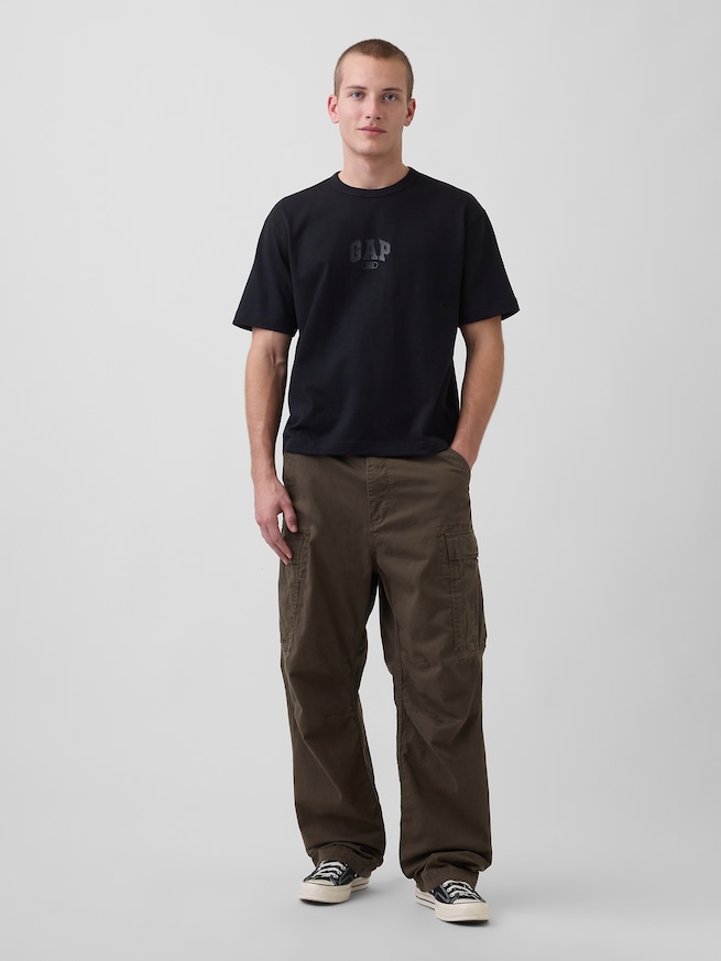 ヘビーウェイト リラックスフィット GAP1969ロゴ クロップドTシャツ-1