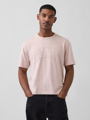 ヘビーウェイト リラックスフィット GAPロゴ クロップドTシャツ