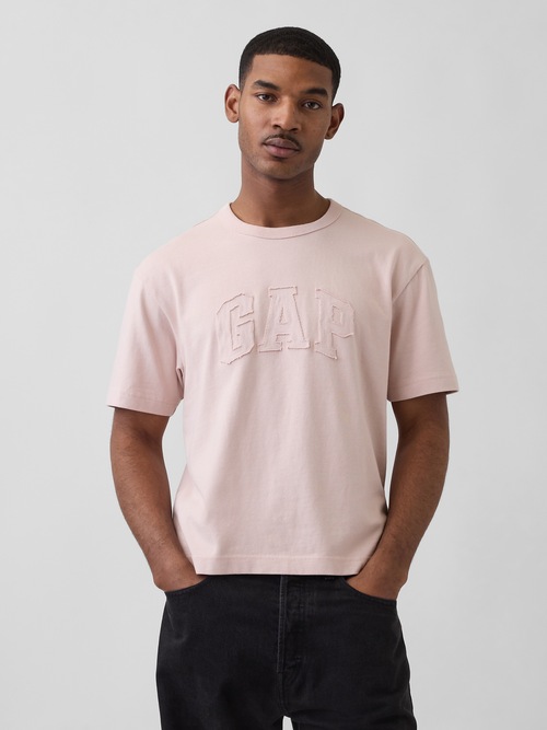 ヘビーウェイト リラックスフィット GAPロゴ クロップドTシャツ