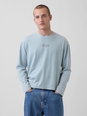 リラックスフィット GAPロゴ クロップドTシャツ