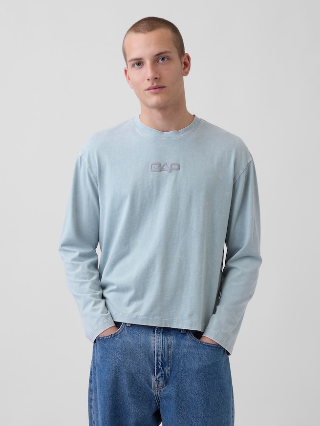 リラックスフィット GAPロゴ クロップドTシャツ-0