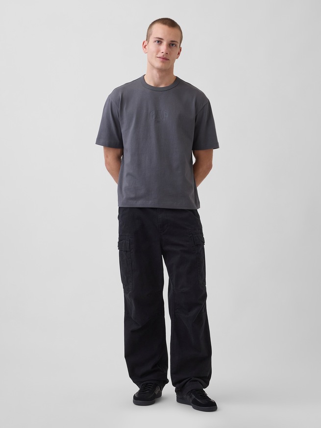 ヘビーウェイト リラックスフィット GAP1969ロゴ クロップドTシャツ-1