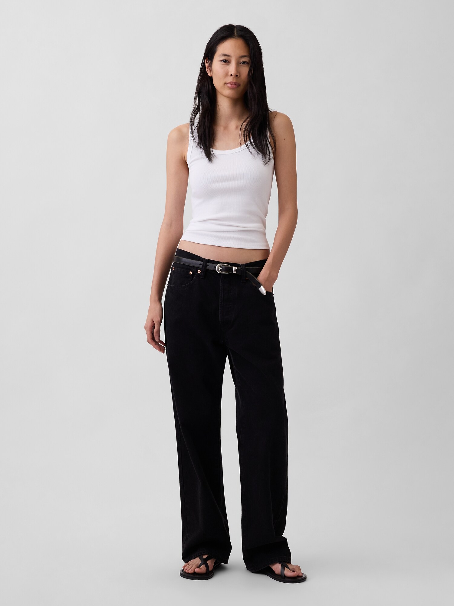 リブ スクープネック タンクトップ-1