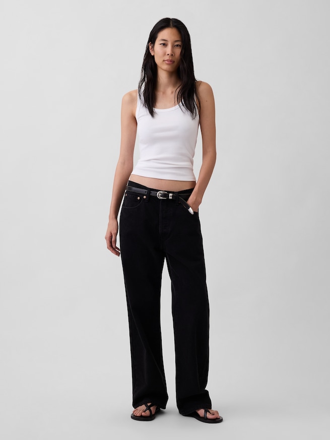 リブ スクープネック タンクトップ-1