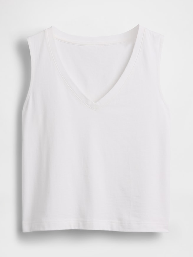 ヘビーウェイト Vネック クロップド シェルタンクトップ-4