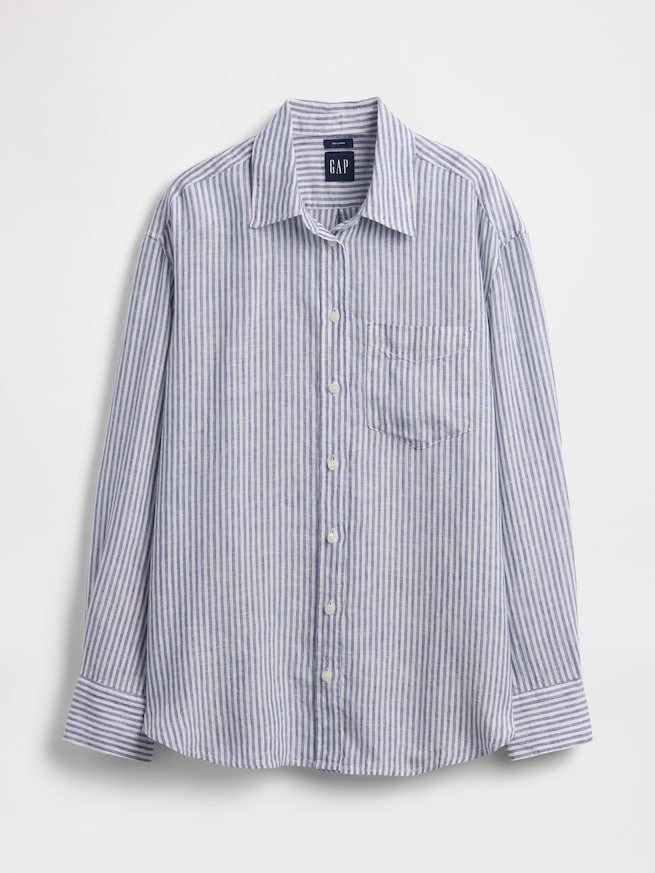 リネン100％ オーバーサイズシャツ-4