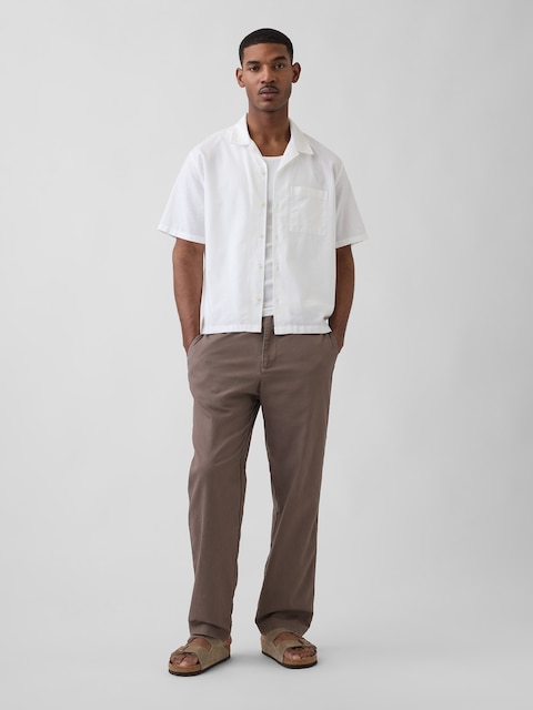 Linen-Cotton Relaxed Taper Easy Pants