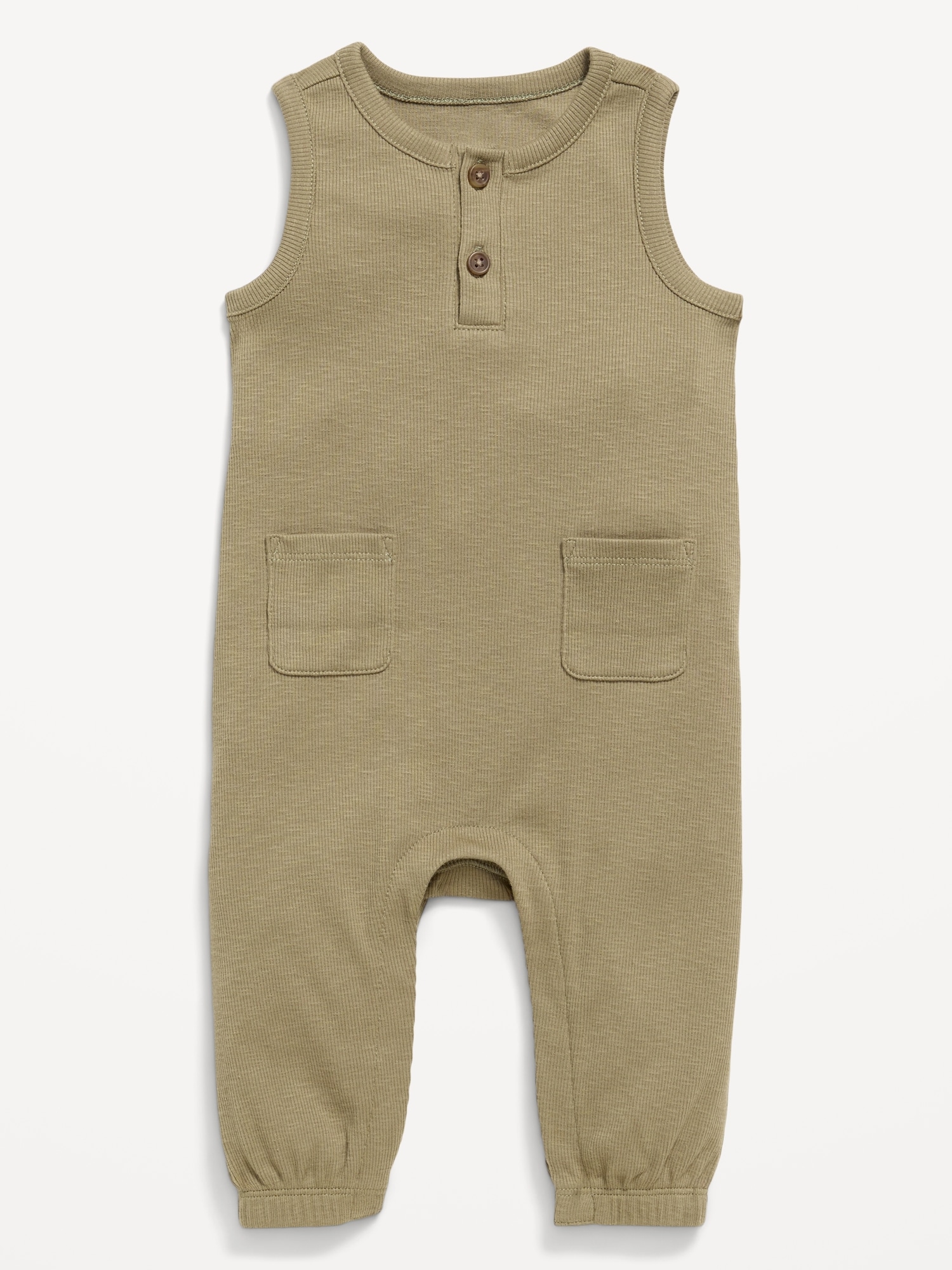 Printed Sleeveless Henley One-Piece Romper for Baby
