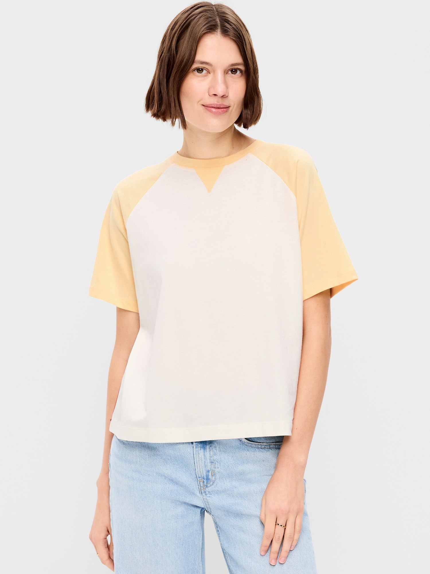 T-SHIRT RAS DU COU RÉTRO À MANCHES RAGLAN