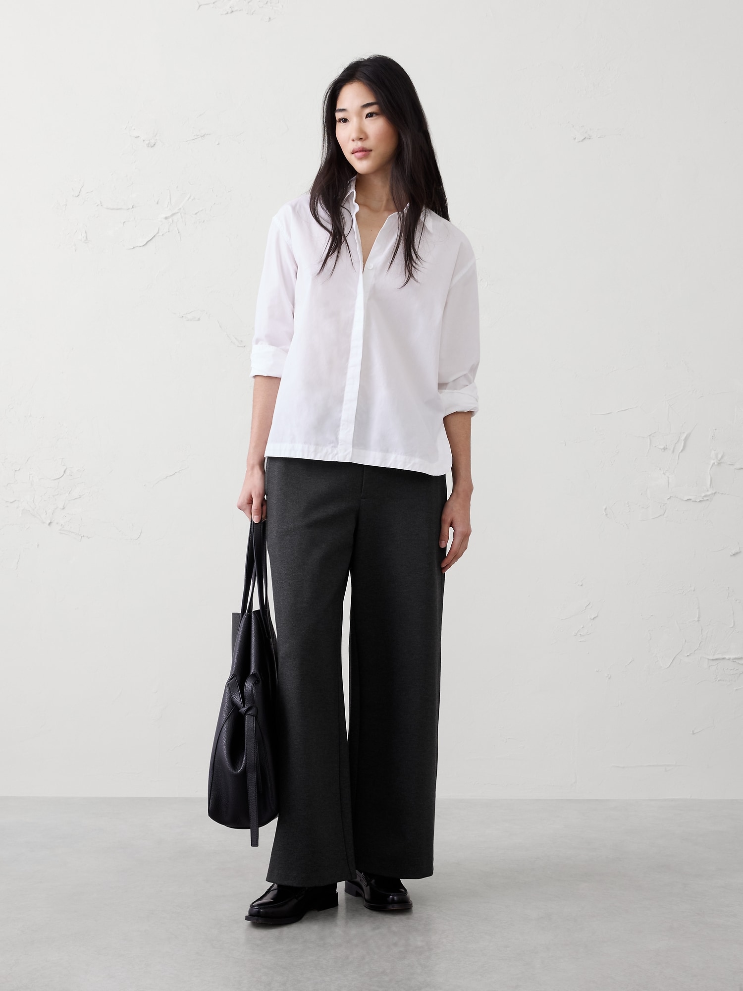 Wide-Leg High-Rise Ponte Pant