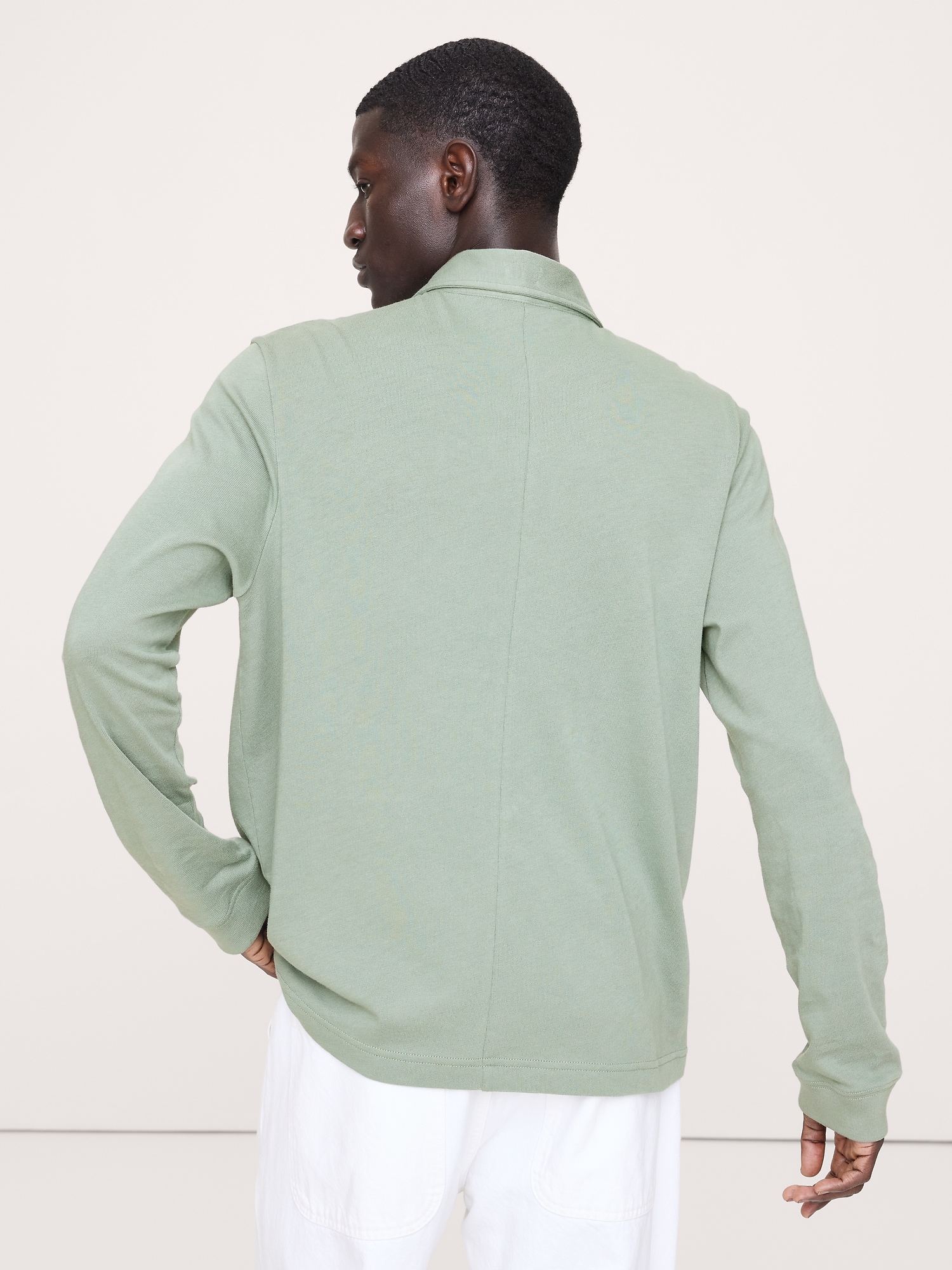 Cotton Jersey Long-Sleeve Polo