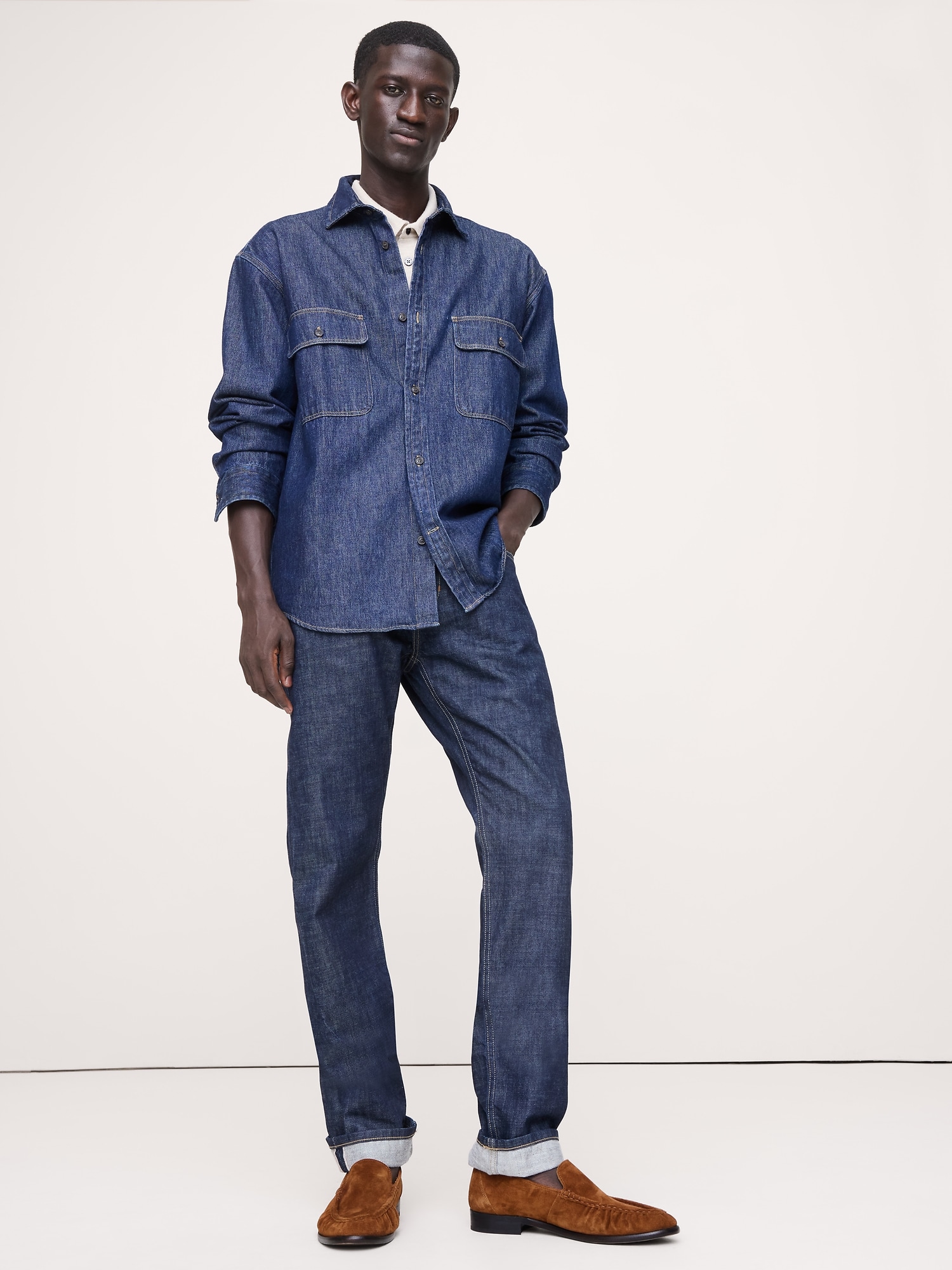 スエード モックトゥ ローファー-1