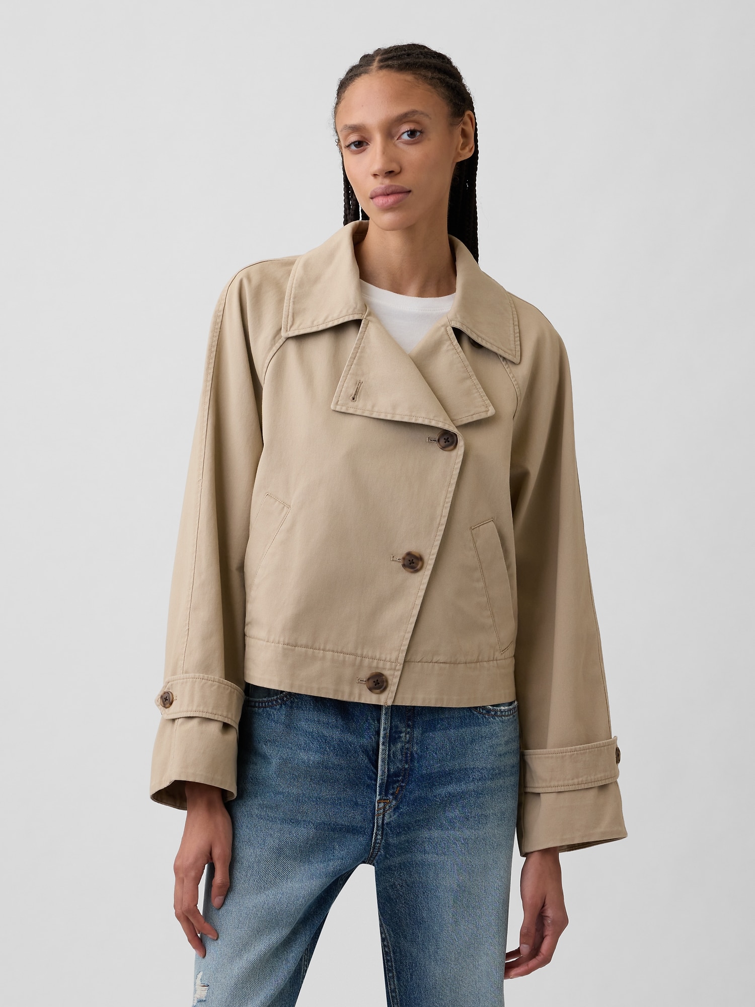 Relaxed Cropped Trench Coat