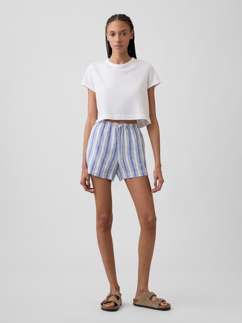 4" High Rise Pull-On Linen-Blend Shorts