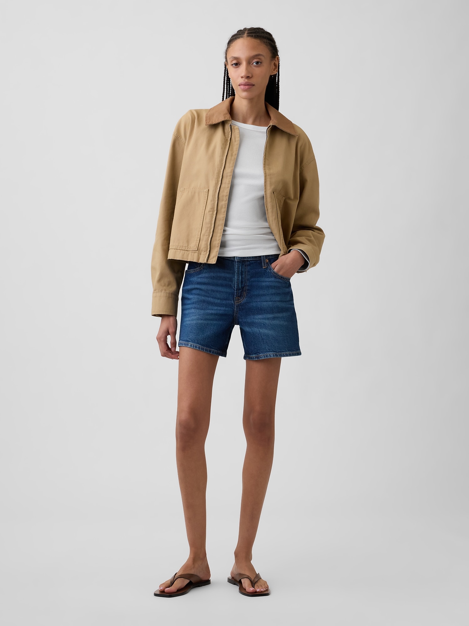 5" Mid Rise Soft Denim Shorts