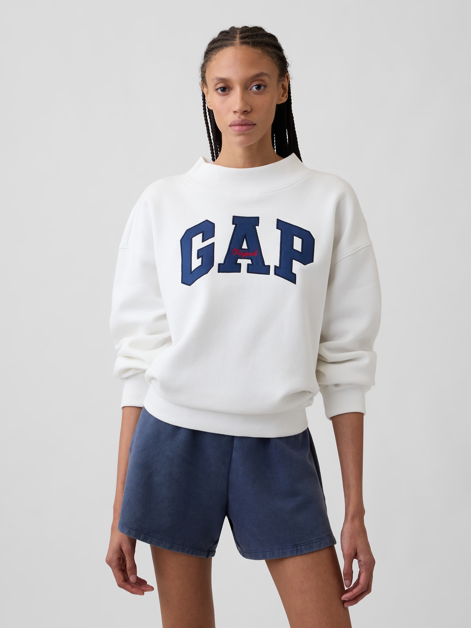 Oversized Gap Logo Mockneck Tunic Sweatshirt