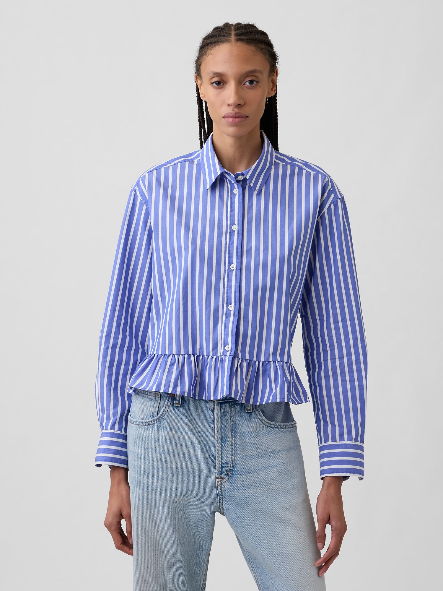 Relaxed Cropped Ruffle Shirt
