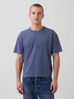 ヘビーウェイト リラックスフィット GAPロゴ クロップドTシャツ