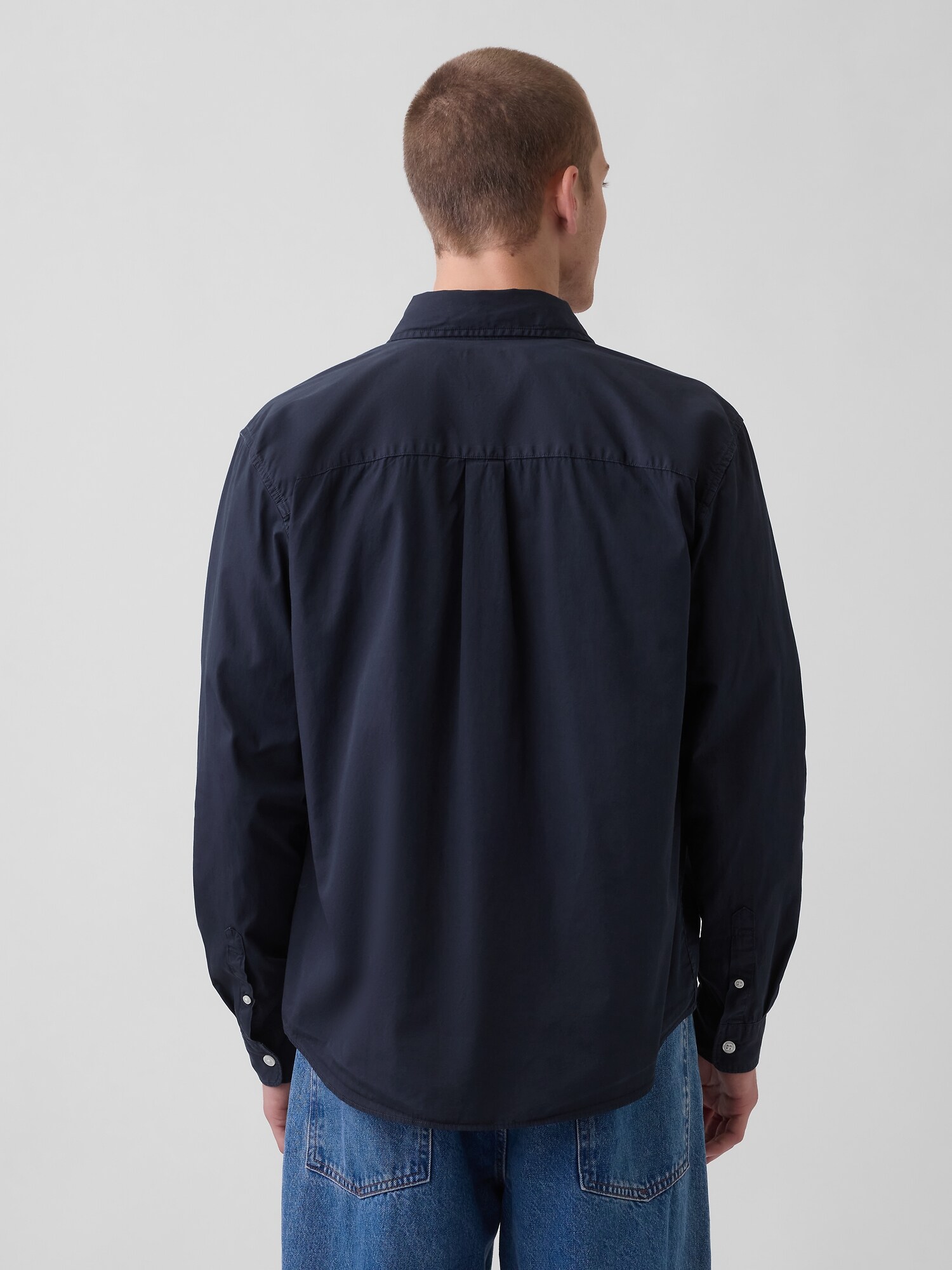 オーガニックコットン リラックスフィット GAPロゴ ポプリンシャツ-2