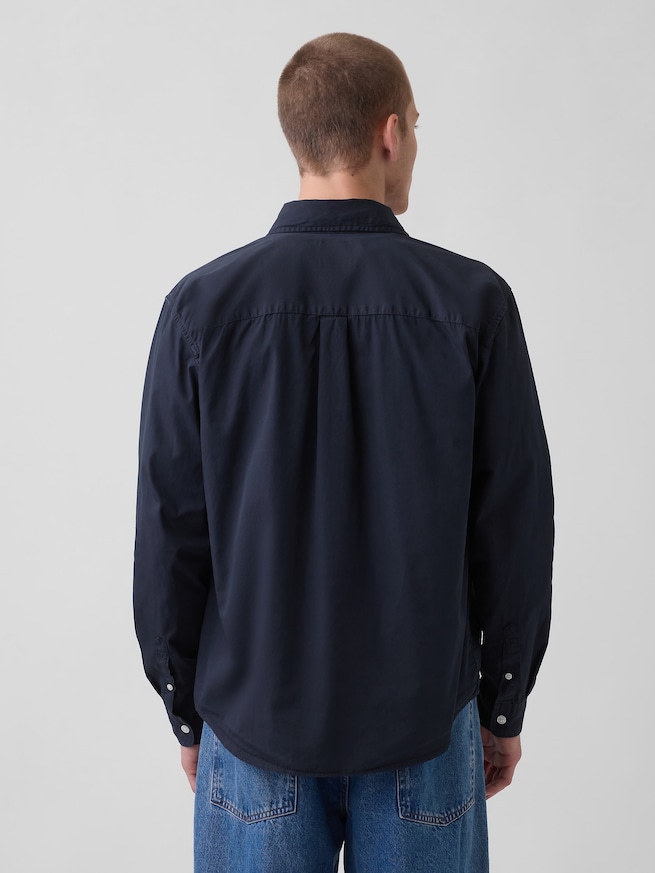 オーガニックコットン リラックスフィット GAPロゴ ポプリンシャツ-2