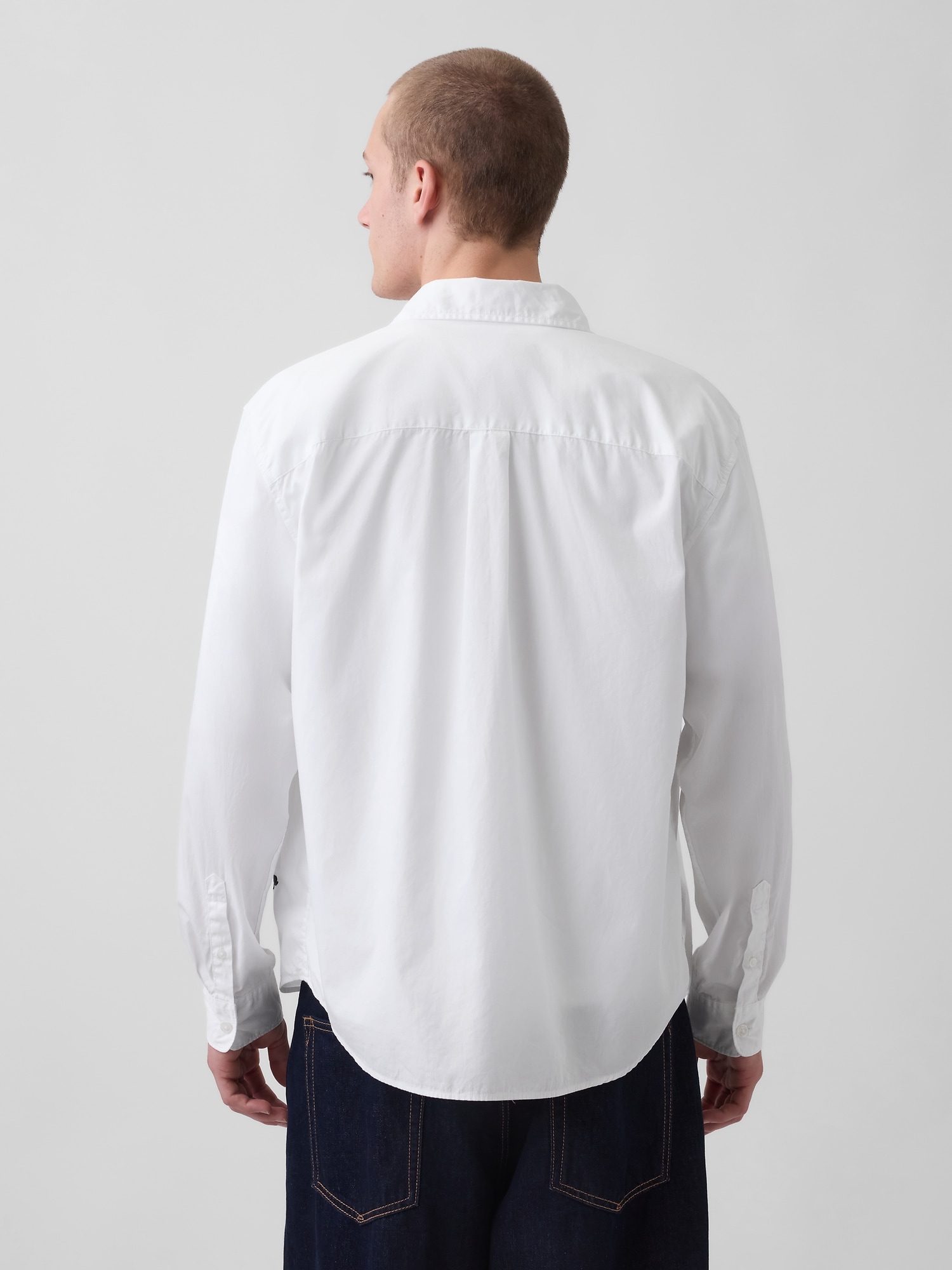 オーガニックコットン リラックスフィット GAPロゴ ポプリンシャツ-2