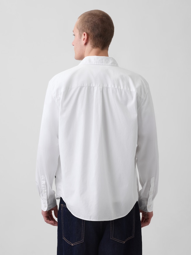 オーガニックコットン リラックスフィット GAPロゴ ポプリンシャツ-2