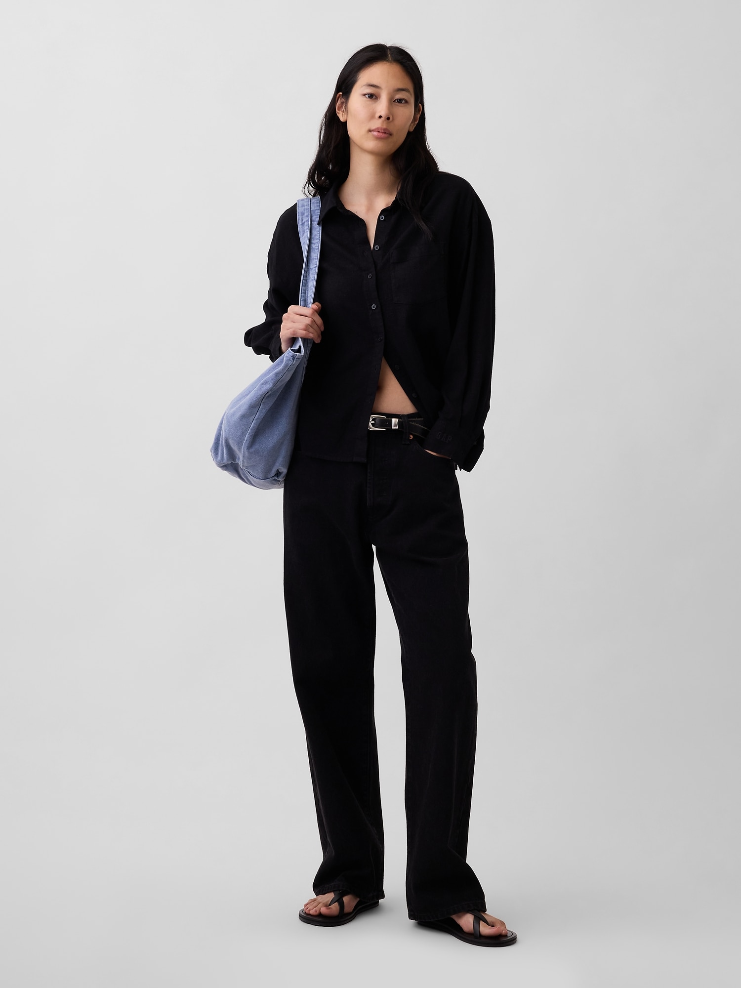 リネンブレンド オーバーサイズシャツ-1