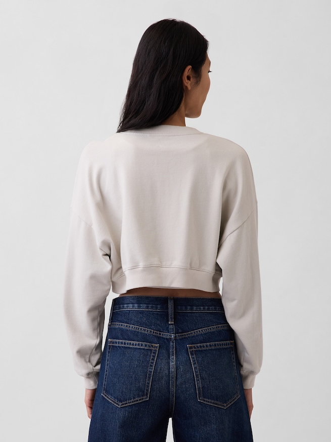 フレンチテリー オーバーサイズ GAPロゴ クロップドスウェットシャツ-2