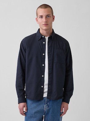 オーガニックコットン リラックスフィット GAPロゴ ポプリンシャツ