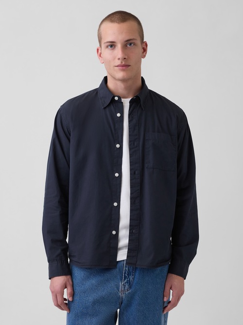 オーガニックコットン リラックスフィット GAPロゴ ポプリンシャツ