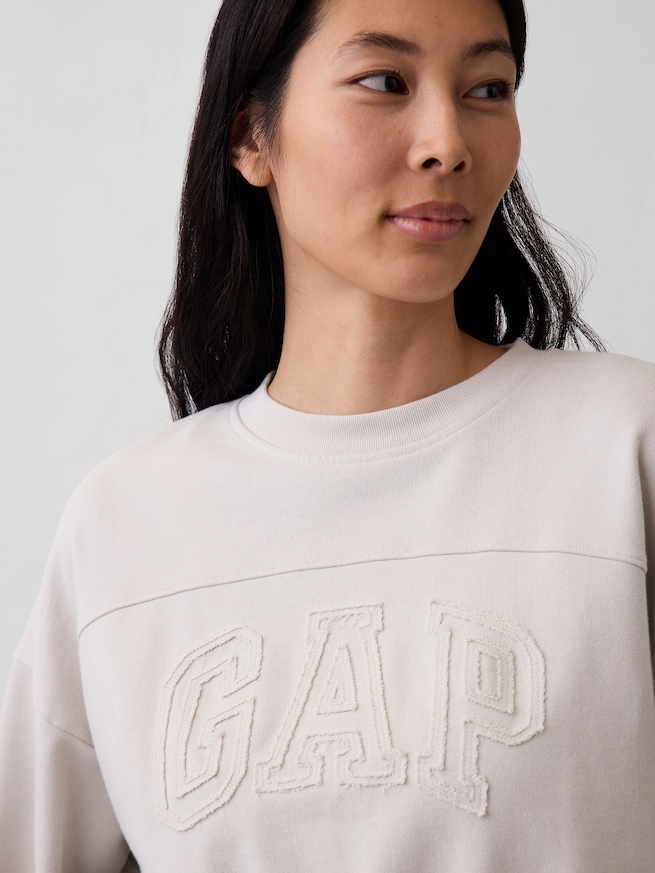 フレンチテリー オーバーサイズ GAPロゴ クロップドスウェットシャツ-3