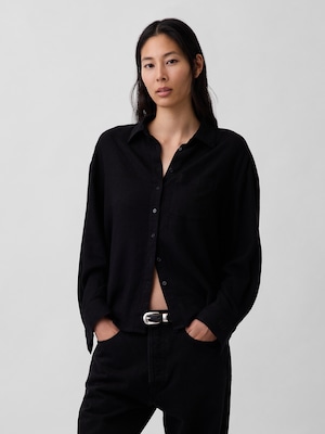 リネンブレンド オーバーサイズシャツ