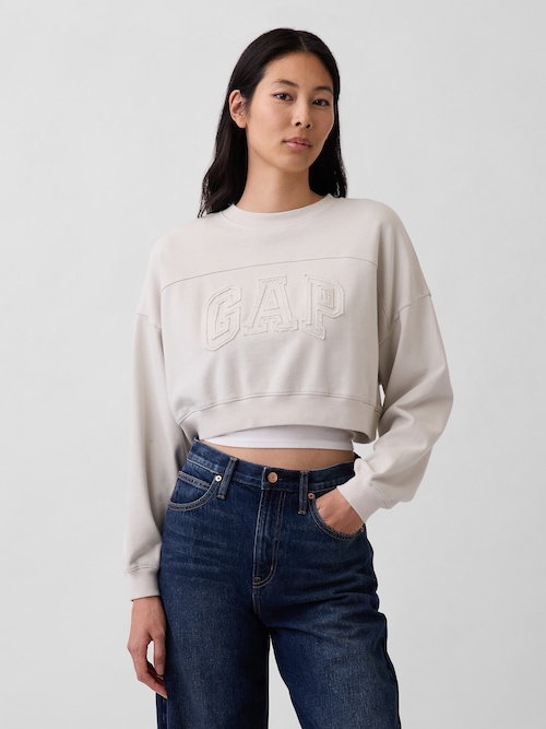 フレンチテリー オーバーサイズ GAPロゴ クロップドスウェットシャツ