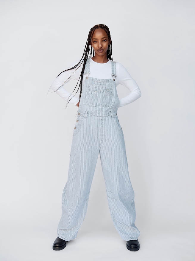 ウルトラソフトデニム ホースシュー オーバーオール-5