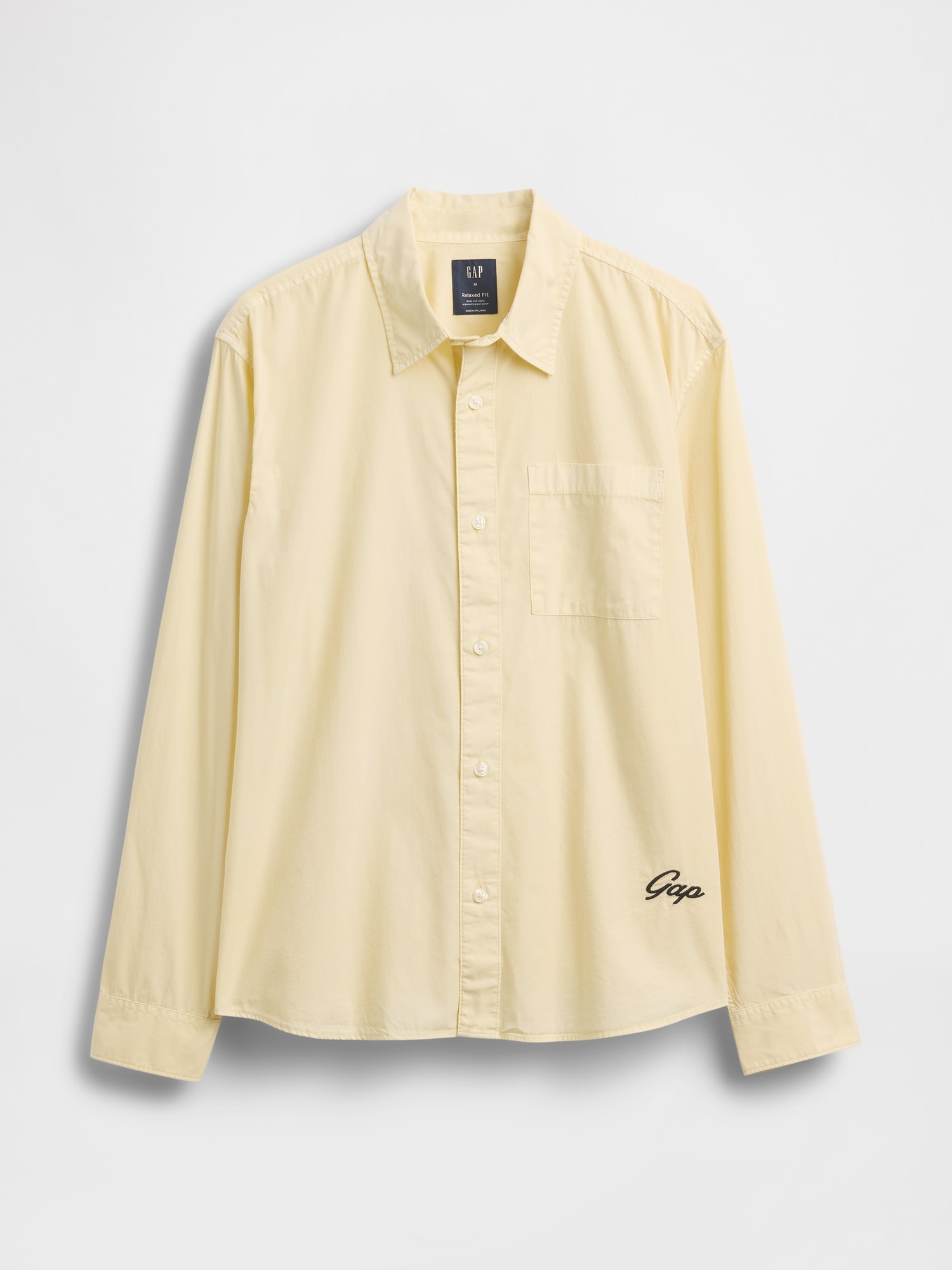 オーガニックコットン リラックスフィット GAPロゴ ポプリンシャツ-4